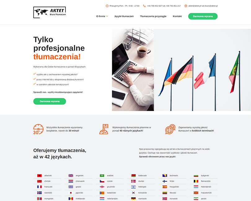 Portfolio Aktet - widok PC