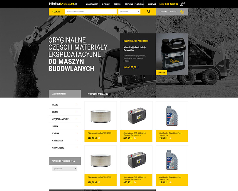 Portfolio Sklep KlinikaMaszyn - widok PC