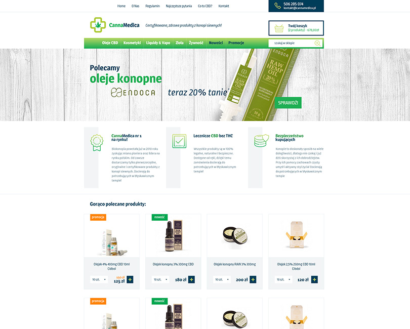 Portfolio CannaMedica - widok PC