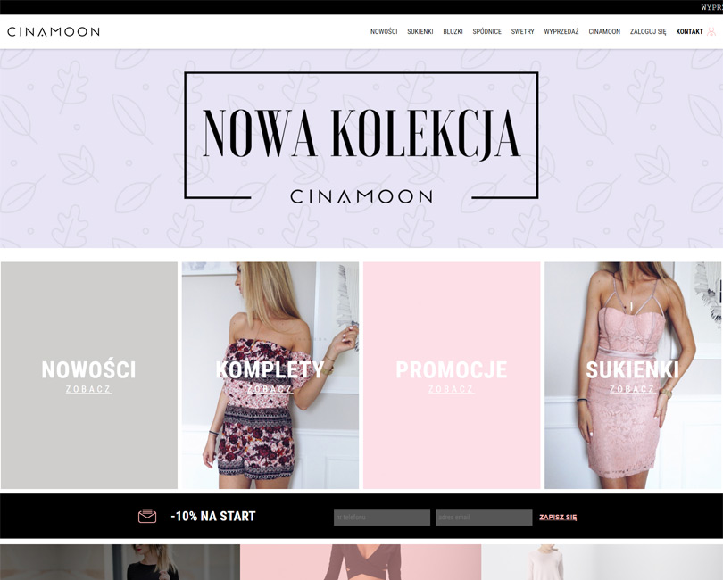 Portfolio Cinamoon - widok PC