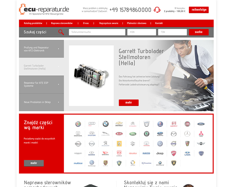 Portfolio EcuReparatur - widok PC