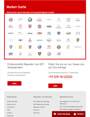 Portfolio EcuReparatur - widok Tablet