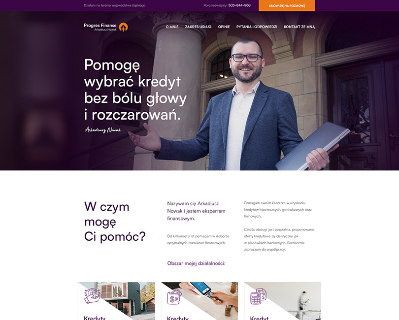 Portfolio Progres Finanse - widok PC