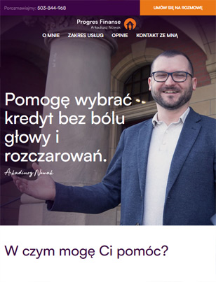 Portfolio Progres Finanse - widok Tablet