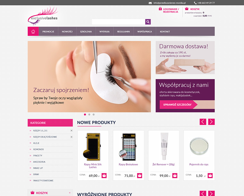 Portfolio ExclusiveLashes - widok PC