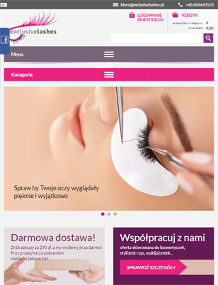 Portfolio ExclusiveLashes - widok Tablet