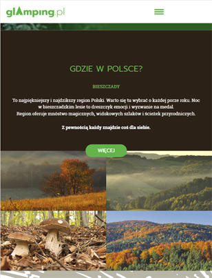 Portfolio Glamping - widok Tablet