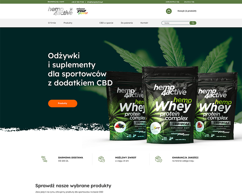 Portfolio Hemp4Active - widok PC