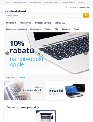 Portfolio KamilNotebook - widok Tablet