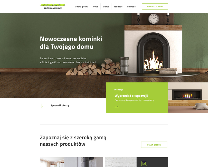 Portfolio Kominki Tuchola - widok PC