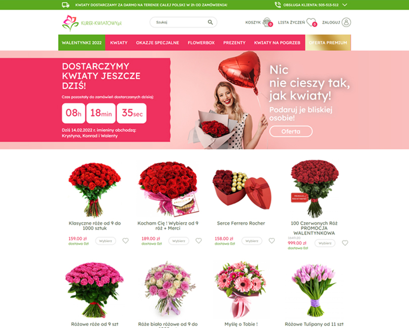 Portfolio Kurier Kwiatowy - widok PC
