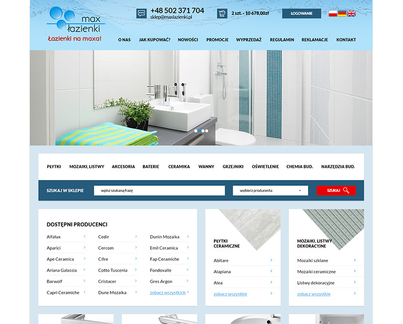 Portfolio MaxŁazienki - widok PC
