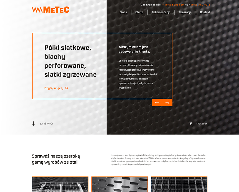Portfolio Metec - widok PC