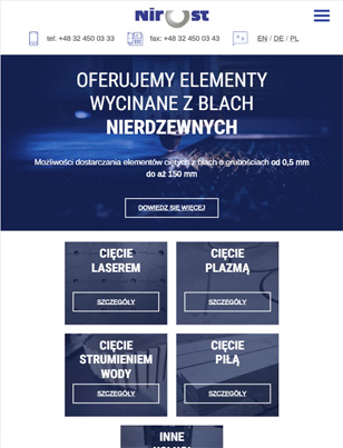 Portfolio Nirost - widok Tablet