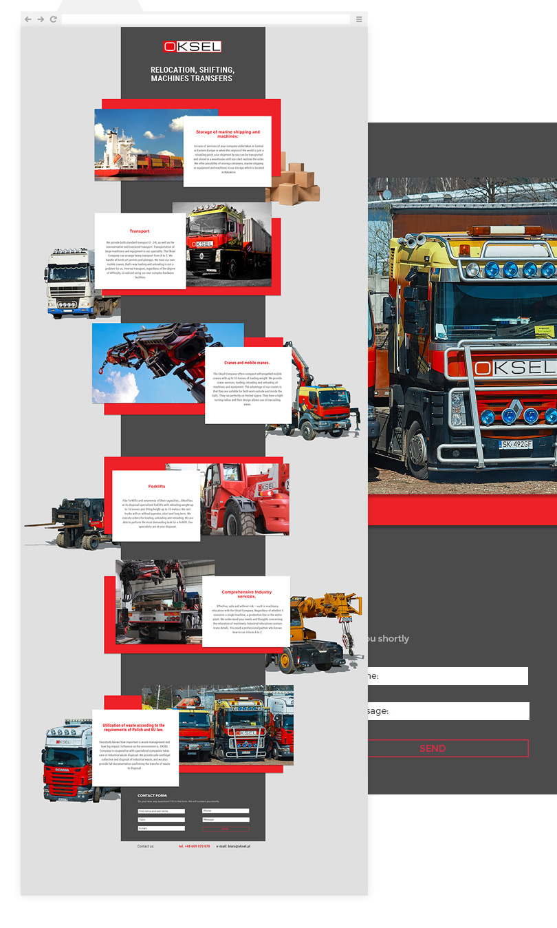 Portfolio Oksel - landing page