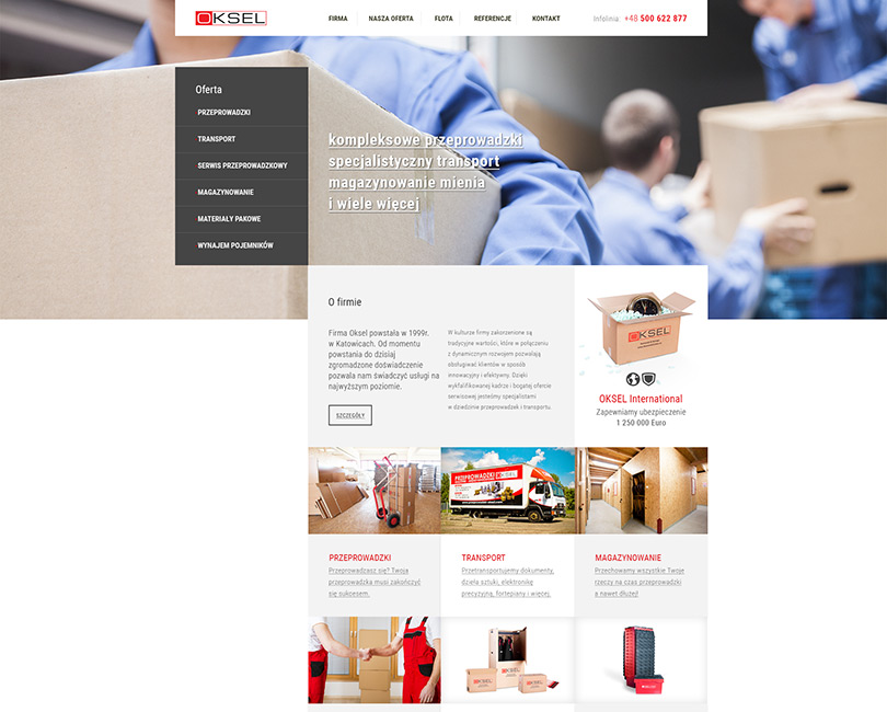Portfolio Oksel Przeprowadzki - widok PC