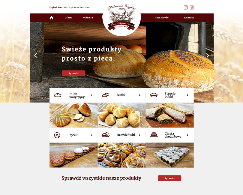 Portfolio Piekarnia Żyglin - widok PC