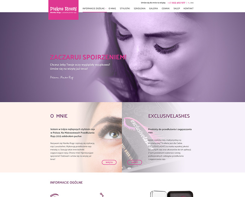 Portfolio Piękne Rzęsy - widok PC