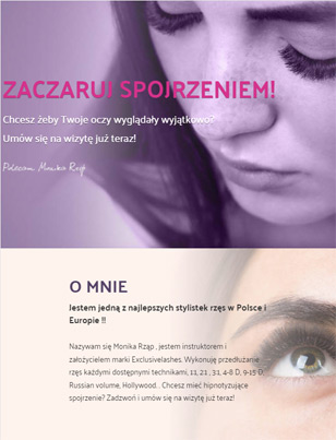 Portfolio Piękne Rzęsy - widok Tablet