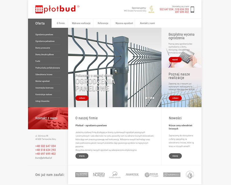 Portfolio Płotbud - widok PC