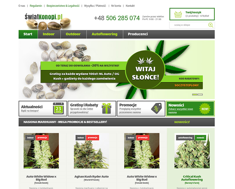 Portfolio Świat Konopii - widok PC