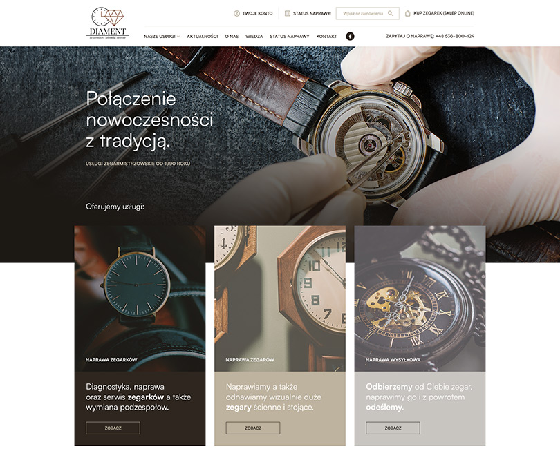 Portfolio Diament - widok PC