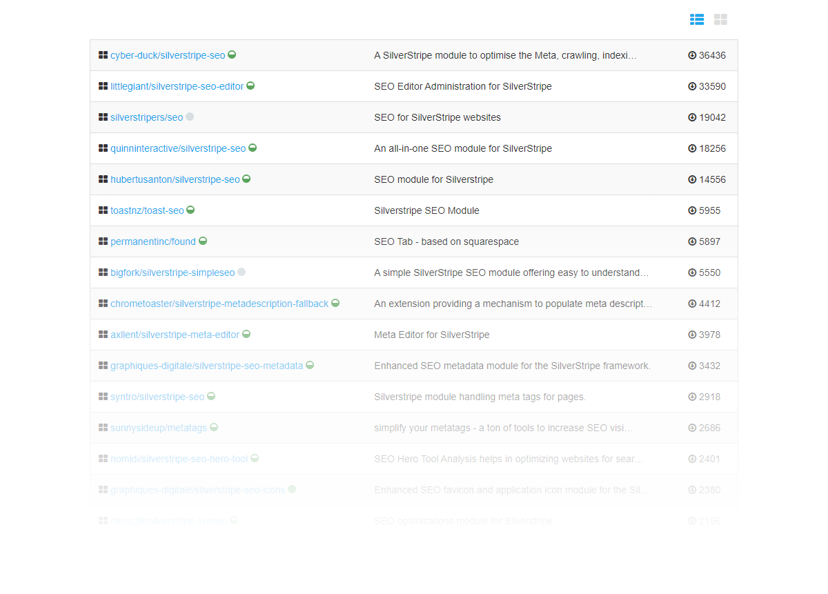 Lista dodatków SEO do Silverstripe