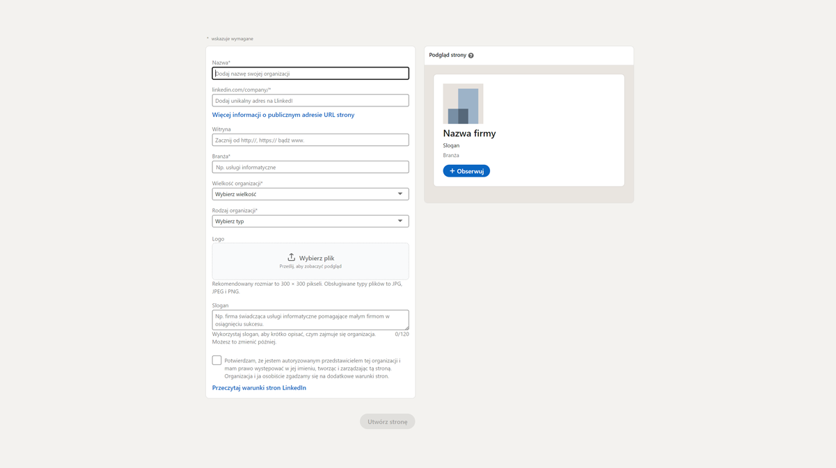 Jak utworzyć konto firmowe na LinkedIn - krok 4