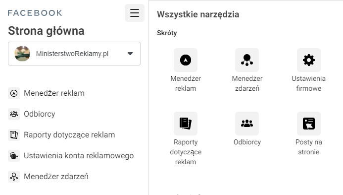 Narzędzia Facebook Business Manager