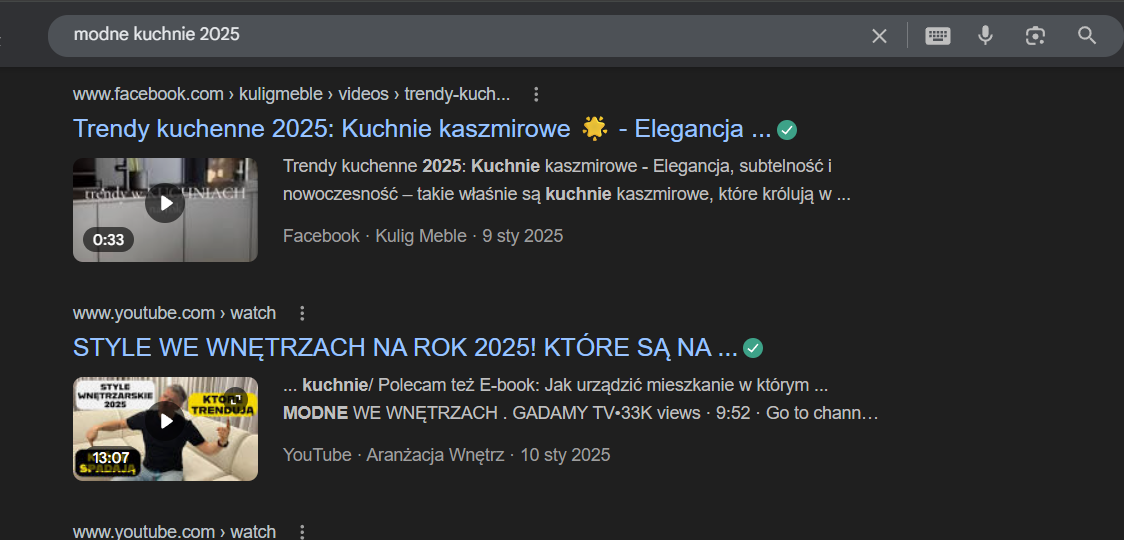 Przykład indeksowania posta z FB w Google
